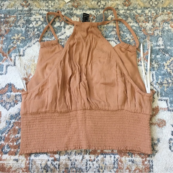 NWT Forever 21 boho gauze embroidered floral strappy button down crop top - Picture 6 of 10